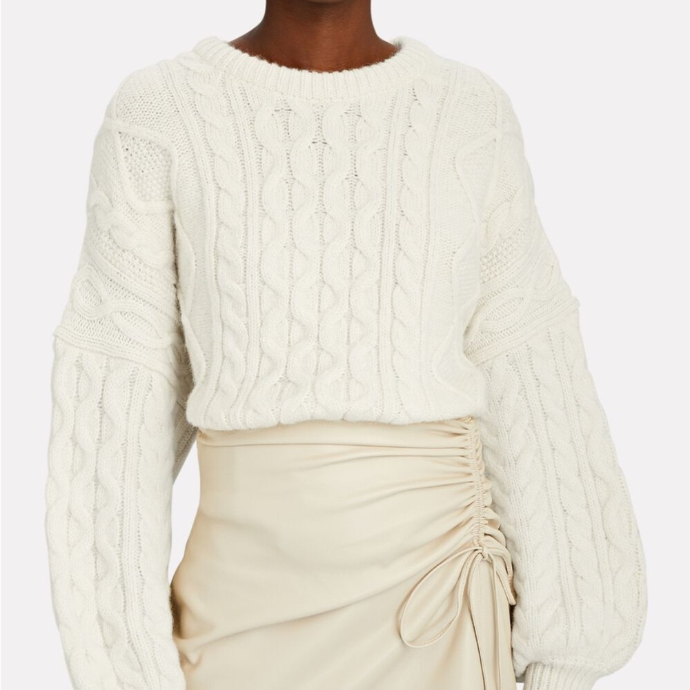 Anine Bing Aran cable knit sweater cream small